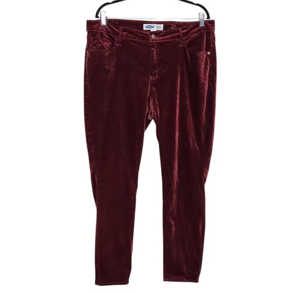 Old Navy Oxblood Velvet Jeans Size 16 Burgundy Velvet Pants - Picture 1 of 8